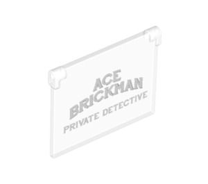 LEGO Transparent Verre for Fenêtre 1 x 4 x 3 Opening avec "Ace Brickman - Private Detective" Writing (19598 / 60603)