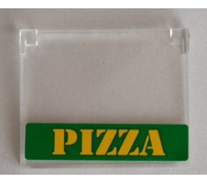 LEGO Transparent Glass for Window 1 x 4 x 3 Opening with 'PIZZA' Sticker (60603)