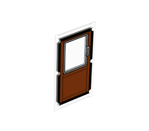 LEGO Transparent Glass for Window 1 x 4 x 6 with Brown door (6202 / 100773)