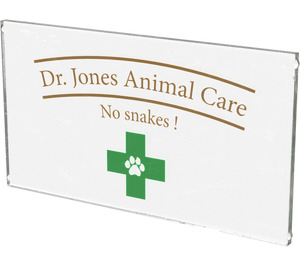 LEGO Transparent Glass for Window 1 x 4 x 6 with Dr.Jones Animal Care No snakes! (6202 / 45348)