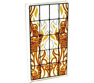 LEGO Transparent Glass for Window 1 x 4 x 6 with Flames and Skeletons Sticker (6202)