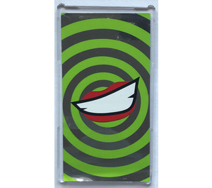 LEGO Transparent Glass for Window 1 x 4 x 6 with Joker Smile, Red Lips and Lime Circles Sticker (6202)