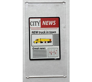LEGO Transparent Glass for Window 1 x 4 x 6 with Newspaper 'CITY NEWS', Yellow Truck Sticker (6202)