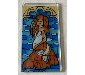 LEGO Transparent Glass for Window 1 x 4 x 6 with stained-glass mermaid sitting on rock Sticker (6202)