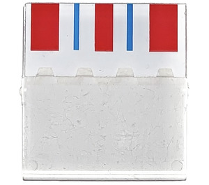LEGO Transparent Verre for Fenêtre 4 x 4 x 3 avec rouge, Bleu & blanc Rayures Autocollant (4448)