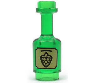 LEGO Transparent Green Bottle 1 x 1 x 2 with Grapes Label (12637 / 95228)