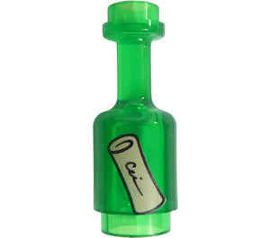 LEGO Transparent Green Bottle  with Message in a Bottle (28662)