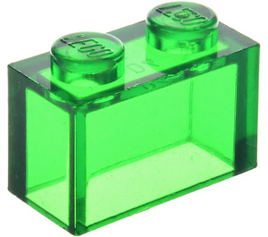 LEGO Transparant Groen Steen 1 x 2 zonder buis aan de onderzijde (3065 / 35743)