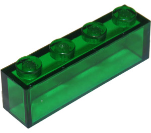 LEGO Transparent Green Brick 1 x 4 without Bottom Tubes (3066 / 35256)