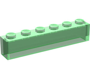 LEGO Transparent Green Brick 1 x 6 without Bottom Tubes (3067)