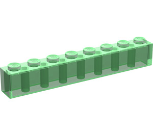 LEGO Transparant Groen Steen 1 x 8 (3008)