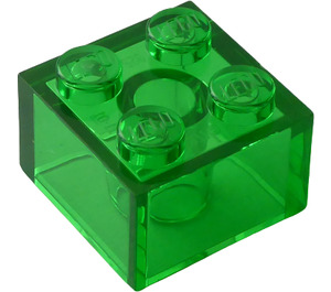 LEGO Transparentní zelená Kostka 2 x 2 (3003 / 6223)