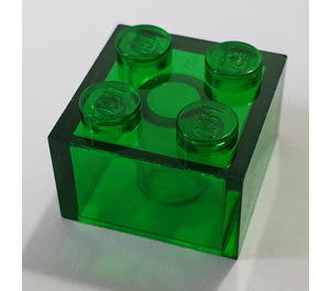 LEGO Transparentes Grün Stein 2 x 2 ohne Kreuzstützen (3003)