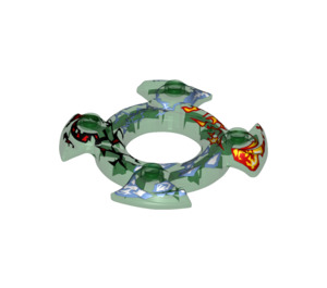 LEGO Transparent Green Ninjago Spinner Crown with Swirl Ends and Blue and Red Decoration (10461)