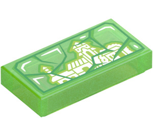 LEGO Transparent Green Opal Tile 1 x 2 with Magical Madrigal House Top Half with Groove (3069 / 109299)