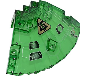 LEGO Transparent Green Panel 10 x 10 x 2.3 Quarter Saucer Top with Arachnoid Star Base Left Side (30117)