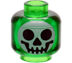 LEGO Transparent Green Plain Head with Skull Decoration (Safety Stud) (3626 / 51362)