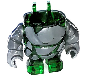 LEGO Transparent Green Rock Monster Body with Dark Stone Gray Pattern and Arms