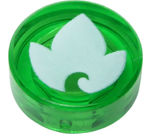 LEGO Verde trasparente Piastrella 1 x 1 Rotondo con Elves Earth Power Symbol (20305 / 98138)