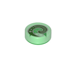LEGO Vert transparent Tuile 1 x 1 Rond avec Green et blanc Koru Spiral Symbol (35380 / 66504)