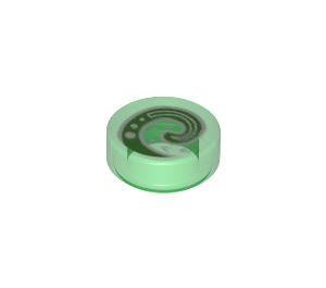 LEGO Verde trasparente Piastrella 1 x 1 Rotondo con Verde e Bianco Koru Spirale Symbol (35380 / 66504)