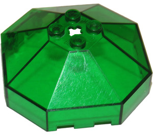 LEGO Transparentní zelená Čelní sklo 6 x 6 Octagonal Baldachýn s otvorem pro nápravu (2418)