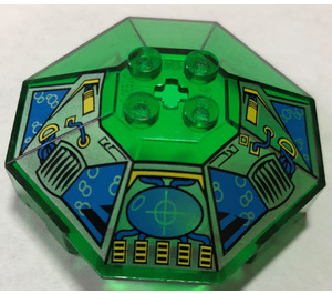 LEGO Vert transparent Pare-brise 6 x 6 Octagonal Canopée avec Hydronauts avec trou d'axe (2418)