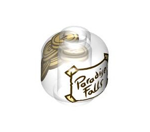 LEGO Transparent Head with 'Paradise Falls' Label (Recessed Solid Stud) (3626 / 102093)