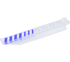 LEGO Transparent Hinge Plate 1 x 8 with Angled Side Extensions with Purple Diagonal Stripes (Left) Sticker (Round Plate Underneath) (14137)