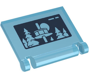 LEGO Transparent Light Blue Book Cover with Control Tower and Trees on Screen