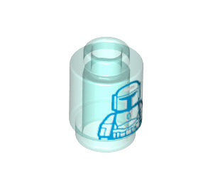 LEGO Transparentes Hellblau Stein 1 x 1 Rund mit Mandalorian Hologram mit offener Noppe (3062 / 80016)