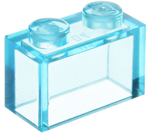 LEGO Transparent Light Blue Brick 1 x 2 without Bottom Tube (3065 / 35743)