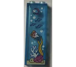 LEGO Transparent Light Blue Brick 1 x 2 x 5 with Aquarium Fish Sticker without Stud Holder (46212)
