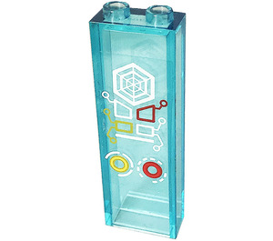 LEGO Transparent Light Blue Brick 1 x 2 x 5 with Display, Spider Web, Rings Sticker without Stud Holder (35274)