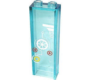 LEGO Transparent Light Blue Brick 1 x 2 x 5 with Display, Tooth Grear, Rings Sticker without Stud Holder (35274)