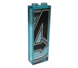LEGO Transparent Light Blue Brick 1 x 2 x 5 with Part of Avengers Letter A Logo Sticker with Stud Holder (2454)