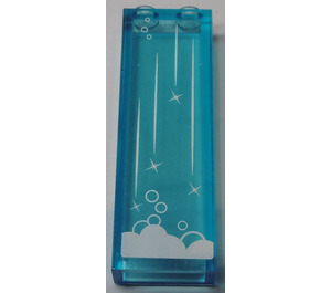 LEGO Transparent Light Blue Brick 1 x 2 x 5 with White Bubbles, Stars, Lines and Foam Sticker without Stud Holder (46212)