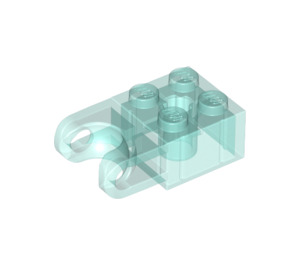 LEGO Transparent Light Blue Brick 2 x 2 with Ball Socket and Axlehole (Wide Open Socket) (92013)