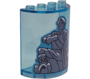 LEGO Bleu clair transparent Cylindre 2 x 4 x 4 Demi avec Prince Eric Statue Autocollant (6218)