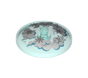 LEGO Transparent Light Blue Dish 4 x 4 with Clouds and Snowflakes Pattern (Solid Stud) (3960 / 36963)