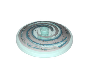 LEGO Bleu Clair Transparent Dish 4 x 4 avec Blanc Swirl Paterne (Tenon solide) (3960 / 20939)