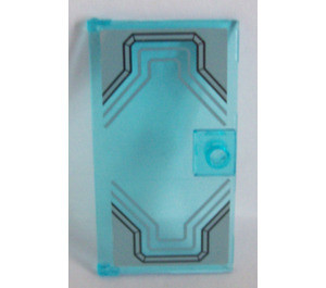 LEGO Transparent Light Blue Door 1 x 4 x 6 with Stud Handle with Dark Stone Gray and Black Pattern Sticker (35290)