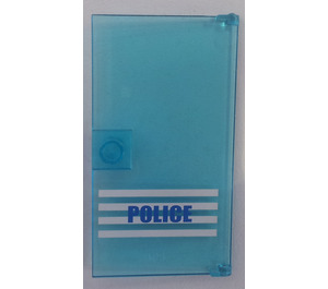 LEGO Transparent Light Blue Door 1 x 4 x 6 with Stud Handle with Police Sticker (60616)