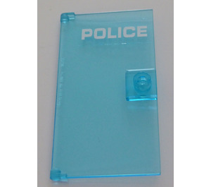 LEGO Bleu clair transparent Porte 1 x 4 x 6 avec Stud Manipuler avec blanc 'Police' Autocollant (35290)
