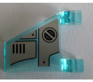 LEGO Transparent Light Blue Flag 2 x 2 Angled with Filler Cap and Silver Panels with Grille (Left) Sticker without Flared Edge (44676)