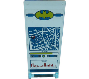 LEGO Transparent Light Blue Flag 7 x 3 with Bar Handle with Batman Logo and 'LOADING' and 'POWER' Sticker (30292)