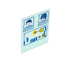 LEGO Transparent Light Blue Glass for Frame 1 x 6 x 6 with Blue Map (42509 / 101359)