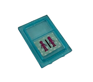 LEGO Transparent Light Blue Glass for Train Door with Male and Female Friends Silhouettes Sticker with Lip on All Sides (35157)