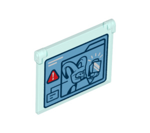 LEGO Transparent Light Blue Glass for Window 1 x 4 x 3 Opening with Video Screen with Loki (35318 / 68105)