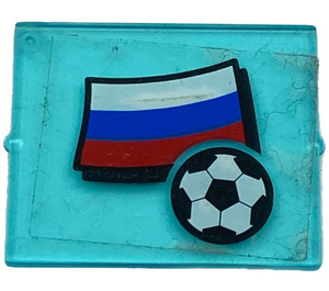 LEGO Transparent Light Blue Glass for Window 1 x 4 x 3 with Flag of Russia and Football Sticker (without Circle) (3855)